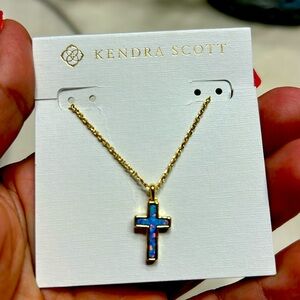 New Kendra Scott Necklace Periwinkle Opal Cross